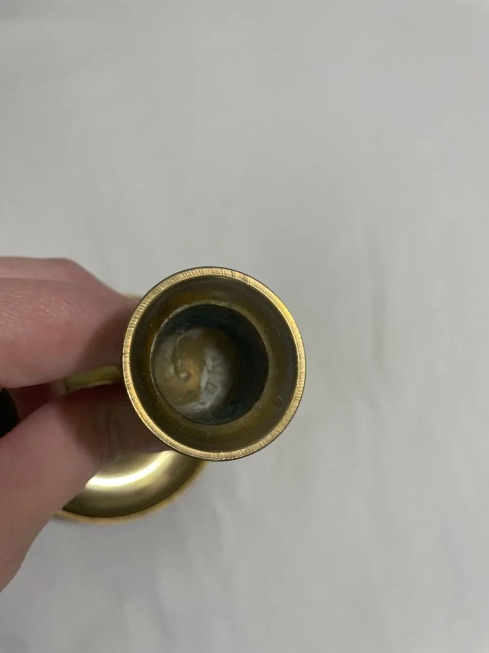 Vintage Solid Brass Chamberstick Finger Loop Candle Holder Made in India 5
